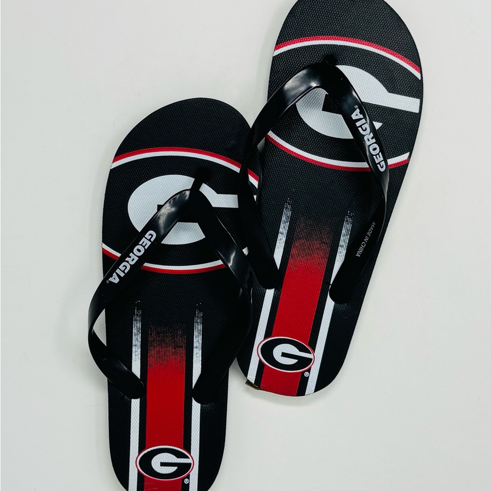 Georgia Bulldogs Striped Big Logo Raised Slides